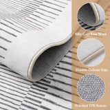 Covaba modern minimalist line rug in pearl grey, styled in a room setting, view 2