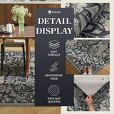 Covaba vintage woodcut forest and rabbit rug in pearl grey, styled in a room setting, view 4
