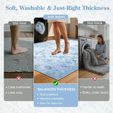 Covaba romantic vintage floral rose garden rug in stormy blue, shown flat on a plain ivory backdrop, view 4