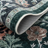 Covaba vintage leopard rug in fern green, styled in a room setting, view 2