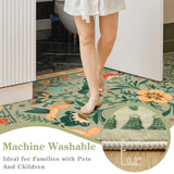 Covaba boho birdsong floral garden rug in sage mist, styled in a room setting, view 4