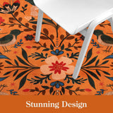 Covaba boho birdsong floral garden rug in amber clay, styled in a room setting