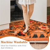 Covaba boho birdsong floral garden rug in amber clay, styled in a room setting, view 4