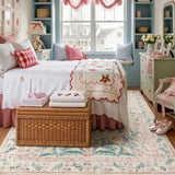 Covaba boho modern parisian garden floral area rug in blush clay, styled in a room setting, view 5