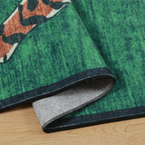 Covaba aesthetic tiger rug in fern green, styled in a room setting