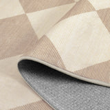 Covaba modern geometric checkered rug in warm beige, styled in a room setting, view 2