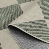 Covaba modern geometric checkered rug in fern green, styled in a room setting, view 3