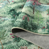 Covaba forest woodland rug in fern green, styled in a room setting