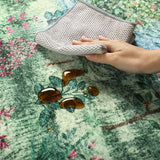 Covaba forest woodland rug in fern green, styled in a room setting, view 2
