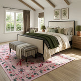Covaba modern parisian insect area rug in blush clay, styled in a room setting, view 6