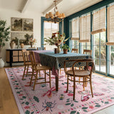 Covaba modern parisian insect area rug in blush clay, styled in a room setting, view 3