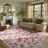 Covaba modern parisian insect area rug in blush clay, styled in a room setting, view 2