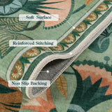 Covaba egyptian-inspired botanical rug in fern green, styled in a room setting, view 2