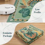 Covaba egyptian-inspired botanical rug in fern green, styled in a room setting, view 3