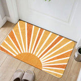 Covaba boho rainbow sunshine doormat in amber clay, styled in a room setting, view 2
