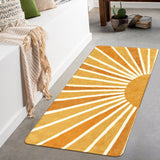 Covaba boho rainbow sunshine doormat in amber clay, styled in a room setting, view 5