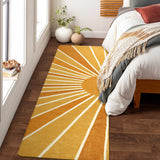 Covaba boho rainbow sunshine runner rug in amber clay, styled in a room setting, view 2