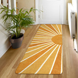 Covaba boho rainbow sunshine runner rug in amber clay, styled in a room setting, view 3