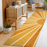 Covaba boho rainbow sunshine runner rug in amber clay, styled in a room setting, view 4