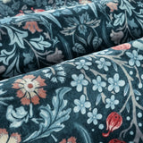 Covaba maximalism vibrant floral rug in teal haze, styled in a room setting, view 2