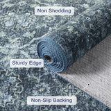 Covaba vintage persian distressed rug in stormy blue, styled in a room setting, view 2