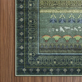 Covaba ancient egyptian revival cat rug in fern green, styled in a room setting, view 3