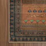 Covaba ancient egyptian revival cat rug in faded rose, styled in a room setting, view 2