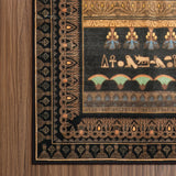 Covaba ancient egyptian revival cat rug in ink black, styled in a room setting, view 2