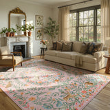Covaba fantasy garden and unicorn area rug in blush clay, styled in a room setting, view 3