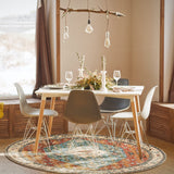 Covaba boho vintage tribal area rug in burnt rust, styled in a room setting, view 7