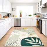 Covaba modern botanical leaf area rug in fern green, styled in a room setting, view 13