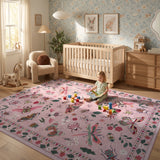 Covaba modern parisian insect area rug in blush clay, styled in a room setting, view 4