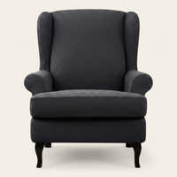 Armchair Cover – Smooth Wingback – Charcoal