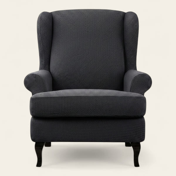 Armchair Cover – Smooth Wingback – Charcoal