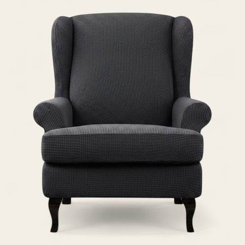 Armchair Cover – Smooth Wingback – Charcoal