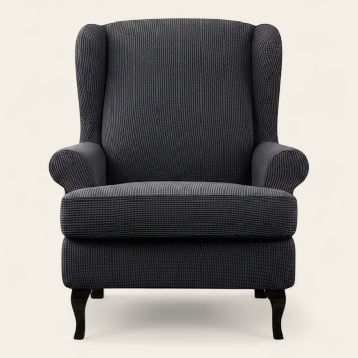 Armchair Cover – Smooth Wingback – Charcoal