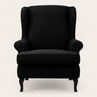 Armchair Cover – Smooth Wingback – Ink Black