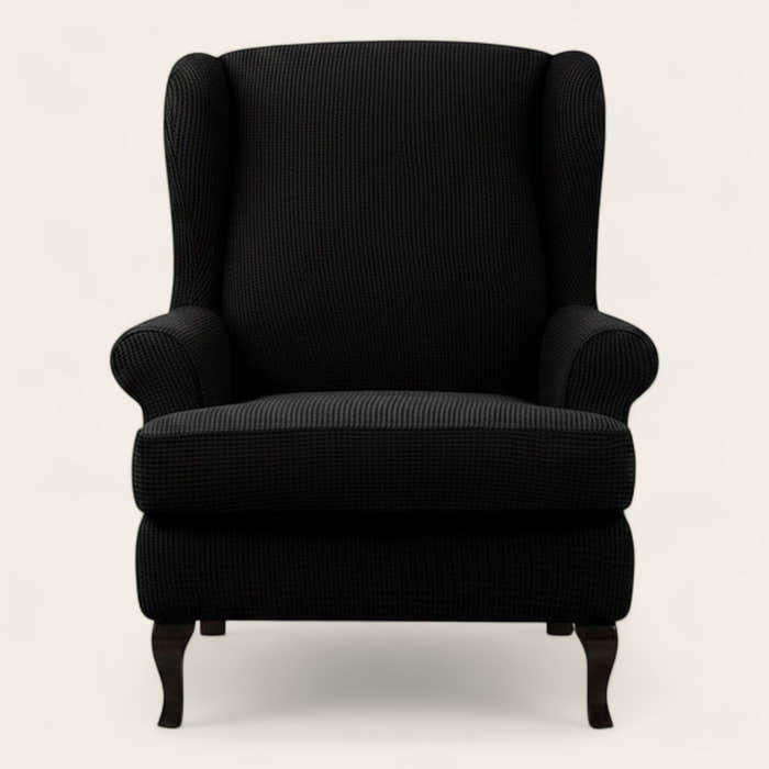 Armchair Cover – Smooth Wingback – Ink Black