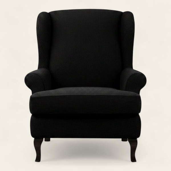 Armchair Cover – Smooth Wingback – Ink Black