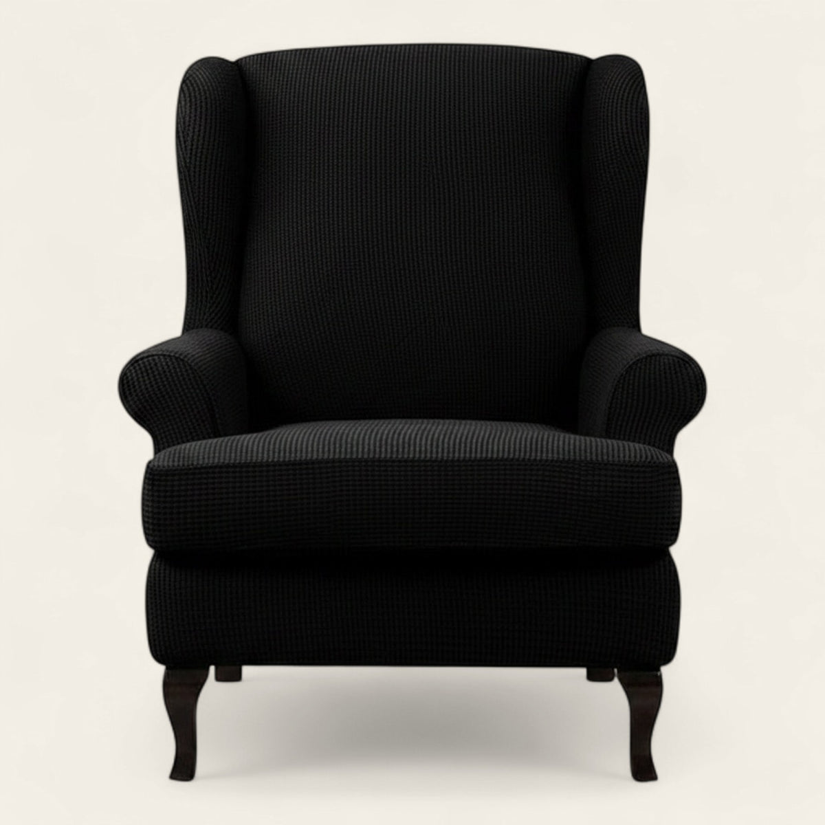 Armchair Cover – Smooth Wingback – Ink Black