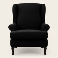Armchair Cover – Smooth Wingback – Ink Black