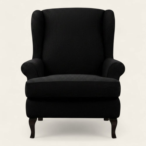 Armchair Cover – Smooth Wingback – Ink Black