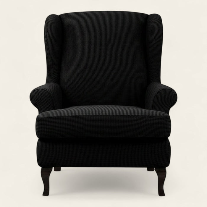 Armchair Cover – Smooth Wingback – Ink Black