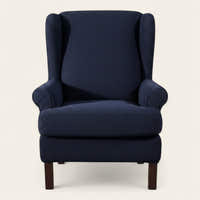 Armchair Cover – Smooth Wingback – Midnight Navy