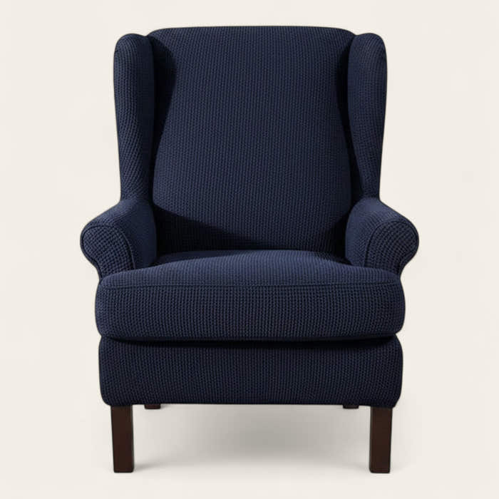 Armchair Cover – Smooth Wingback – Midnight Navy