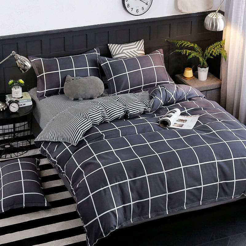 Bedding Set – Windowpane Check – Midnight Navy
