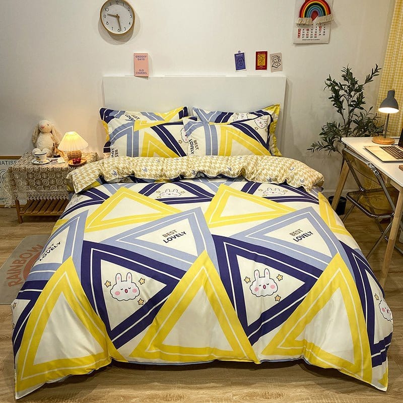 Bedding Set – Geometric Bunny Print – Multicolor