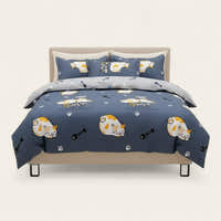 Bedding Set – Cat Print – Midnight Navy