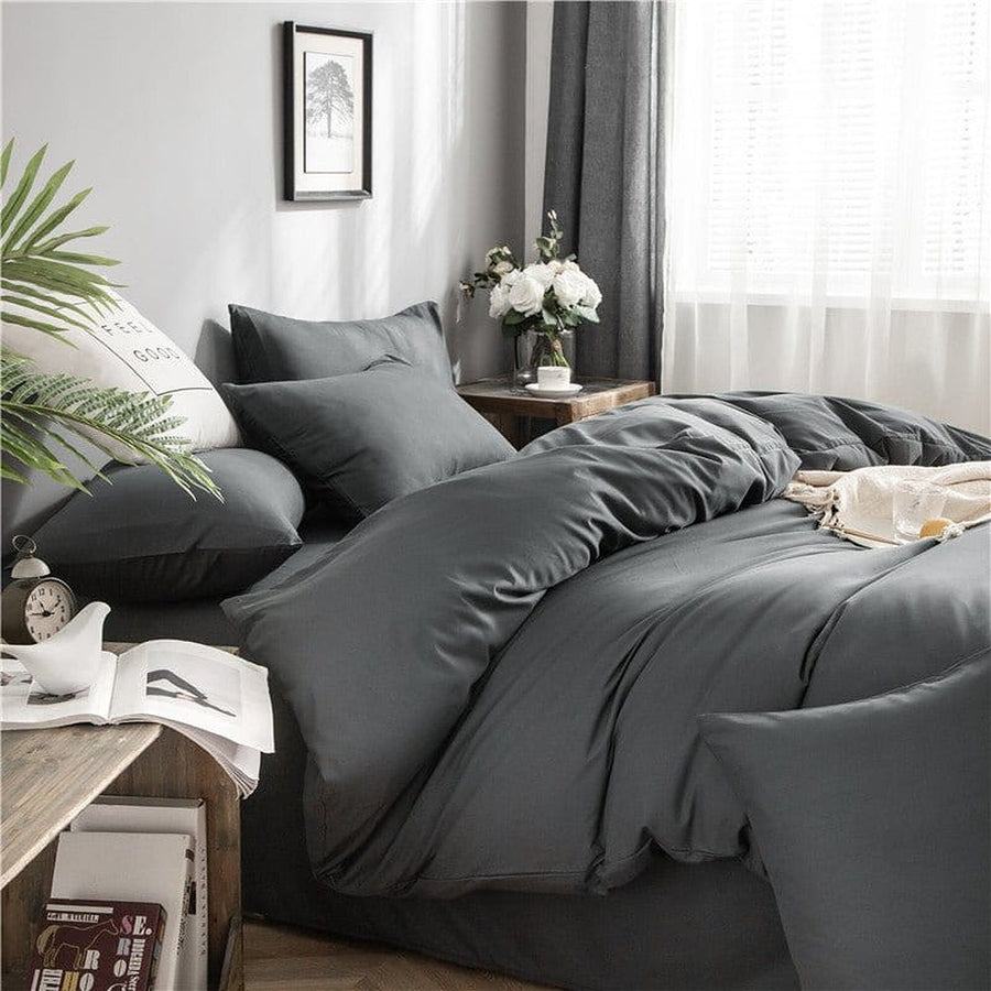 Bedding Set – Cotton Plain – Charcoal