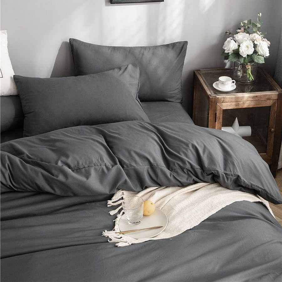 Bedding Set – Cotton Plain – Charcoal